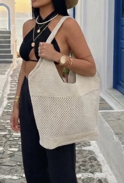 Πλεκτή Τσάντα Misu Μπεζ